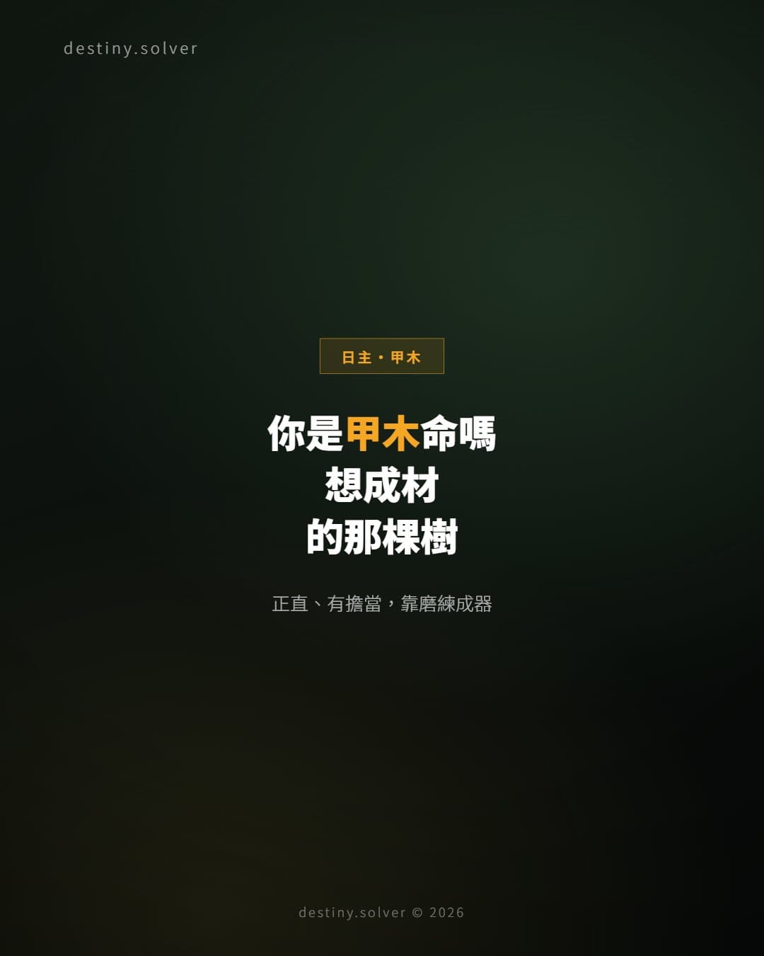 你是甲木命嗎？一棵想長成棟樑的大樹