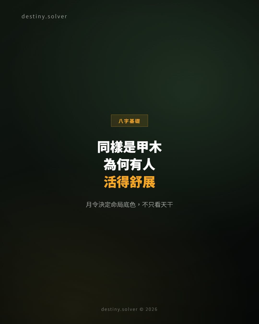 同樣是甲木日主，為什麼際遇差天共地？看配置不看日主
