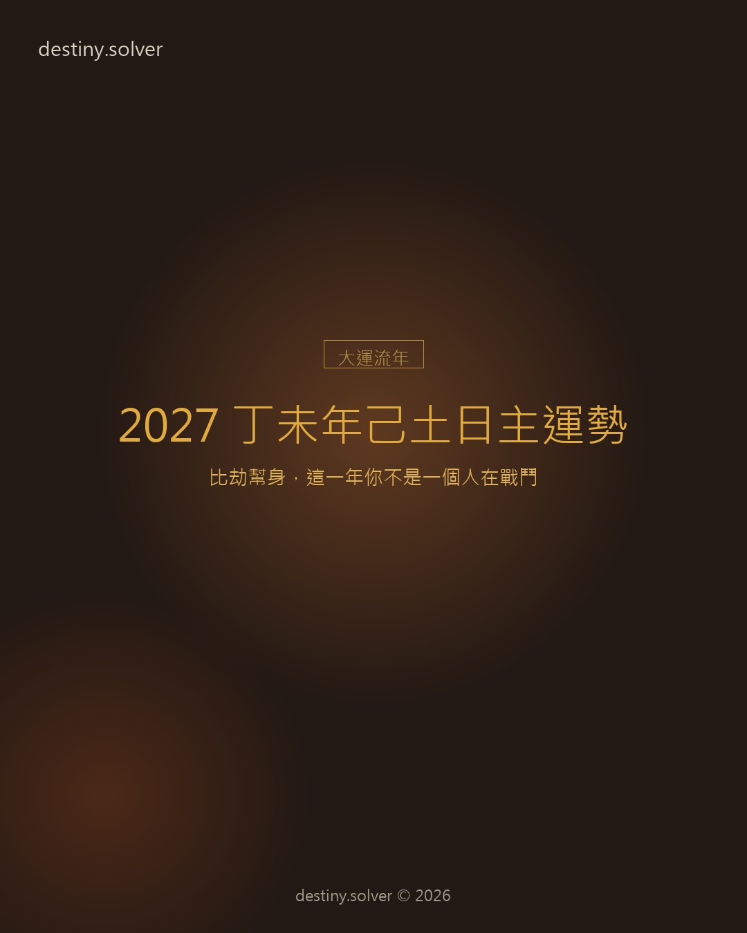 2027 丁未年己土日主運勢:比劫幫身,這一年你不是一個人在戰鬥