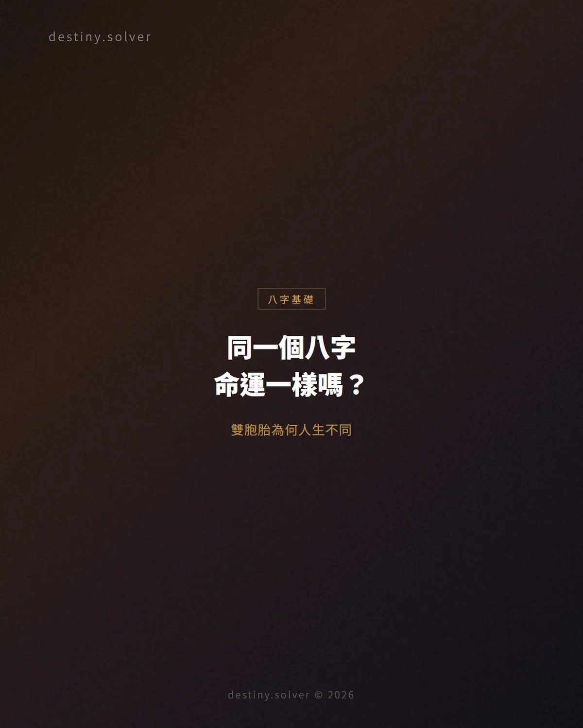 同一個八字的人命運一樣嗎?雙胞胎與同時辰出生的差別