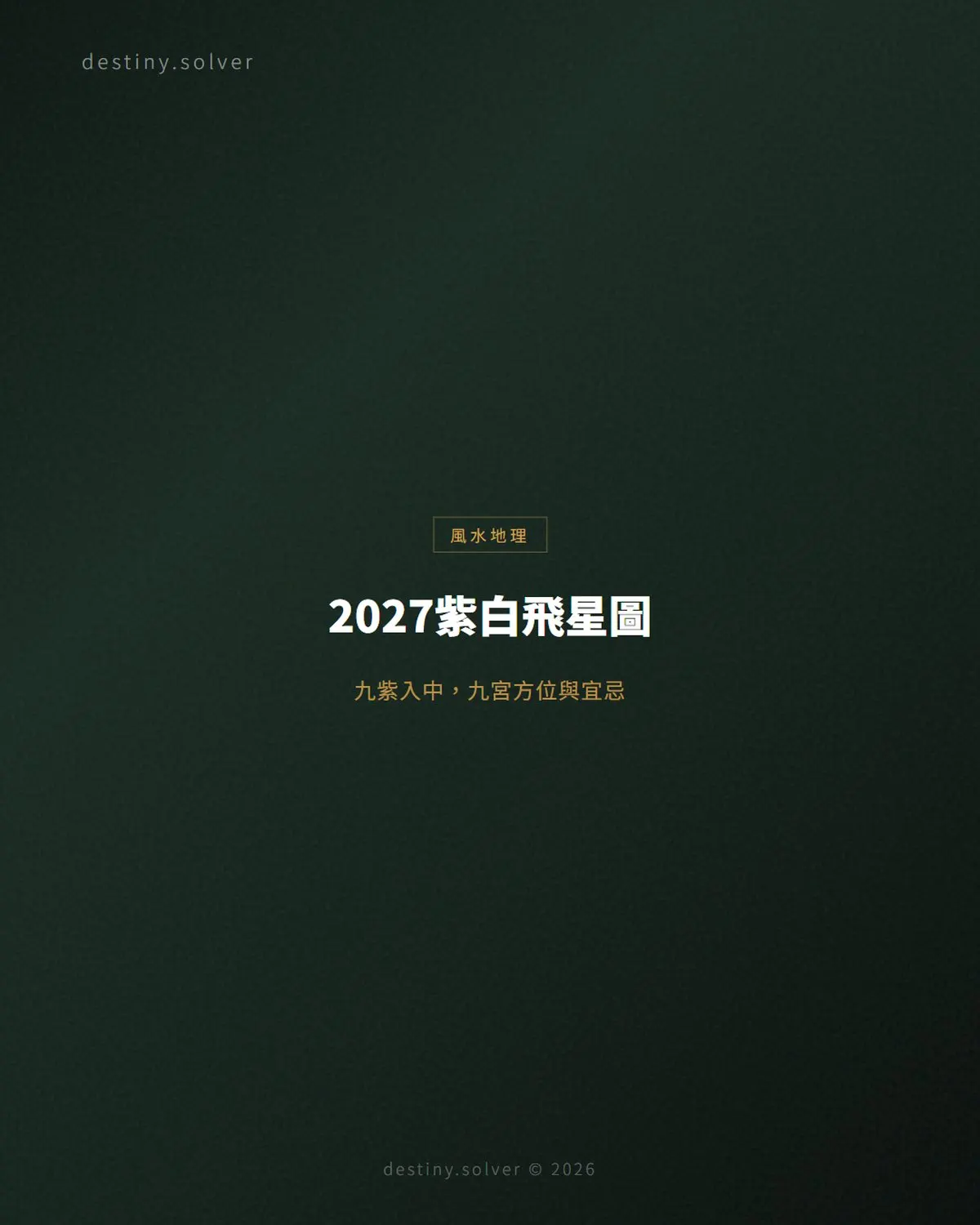 2027紫白飛星圖:九紫入中,九宮每顆星的方位與宜忌
